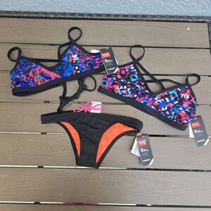 TYR Women's Black Mix & Match Santa Ana & Meso Tops &  Micro Bikini Sz S New